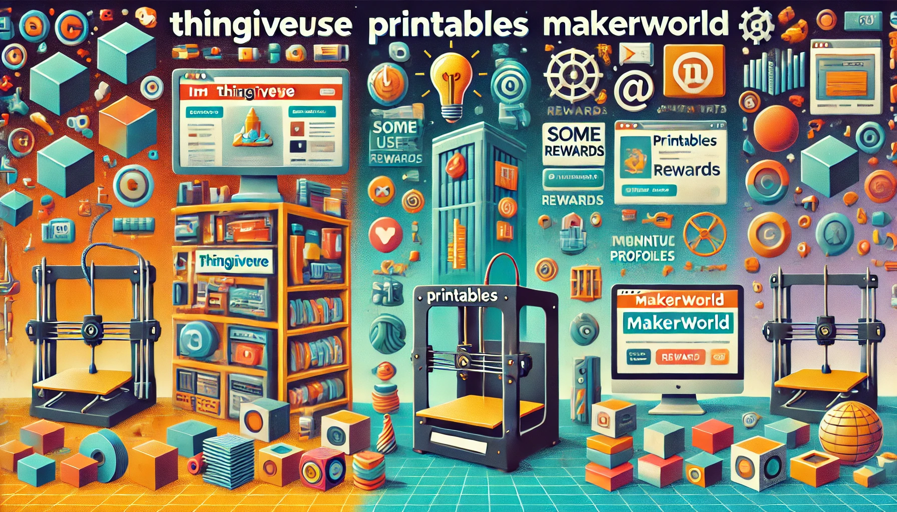 Vergleich von 3D Druck Seiten: Thingiverse, Printables und Makerworld